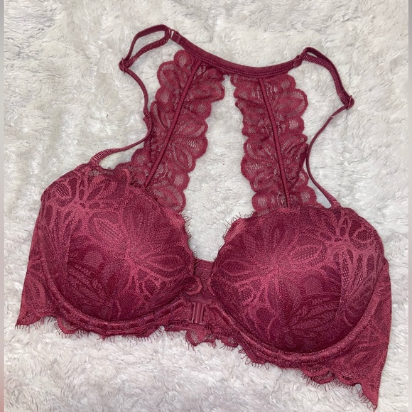 Pink Victoria’s Secret Open-Front Push Up Date Racerback Lace Bralette - Picture 1 of 13